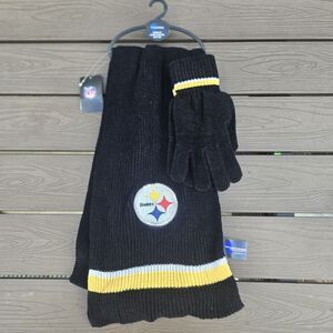 NFL Pittsburgh Steelers Scarf & Glove Gift Set 3 PC Set NEW
